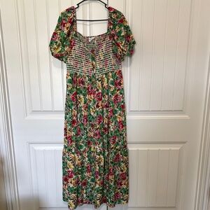 First Love Green and Red Floral Maxi Dress